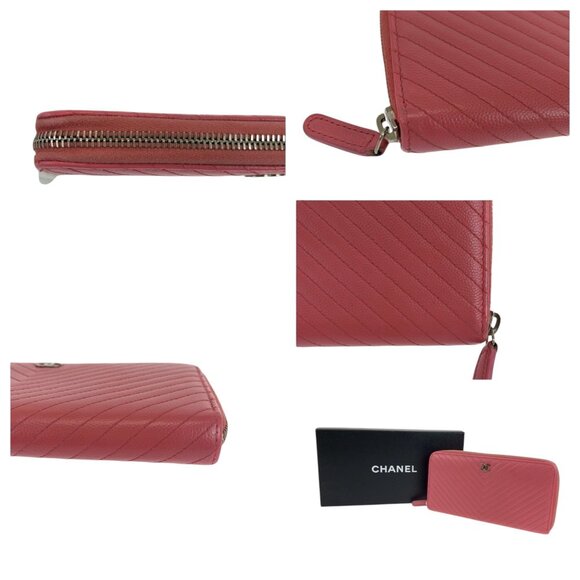 CHANEL Pink Caviar Leather Logo Wallet - Picture 6 of 10